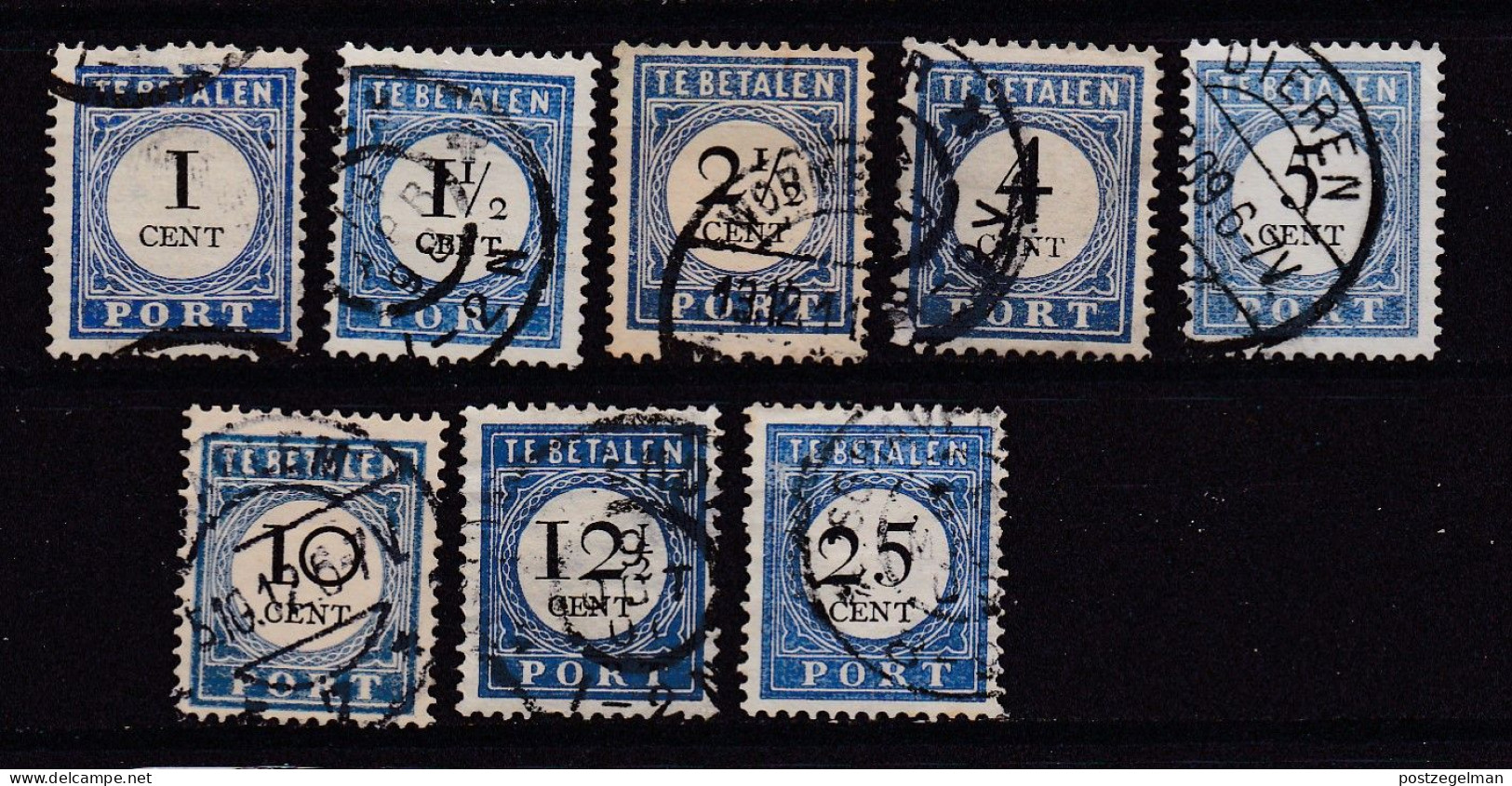 NETHERLANDS, 1894, Used Stamp(s) , Postage Due,  NVPH , P13=p26  , Scannr.18196 , 8 Values Only - Postage Due