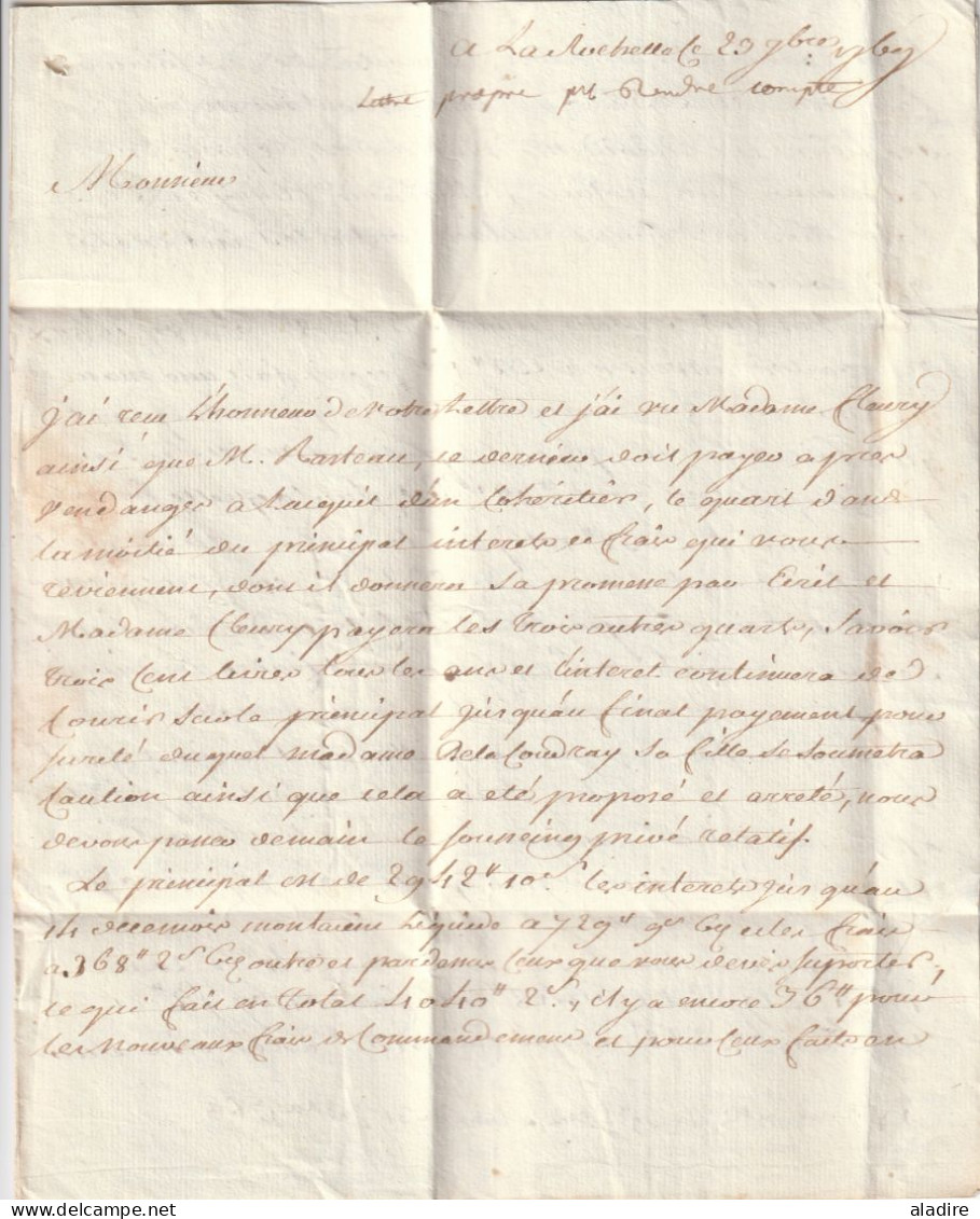 1769 - Marque Postale LA ROCHELLE (42x4 Mm) Sur Lettre Pliée Avec Corresp Vers MARENNES, Charente Maritime - 1701-1800: Précurseurs XVIII