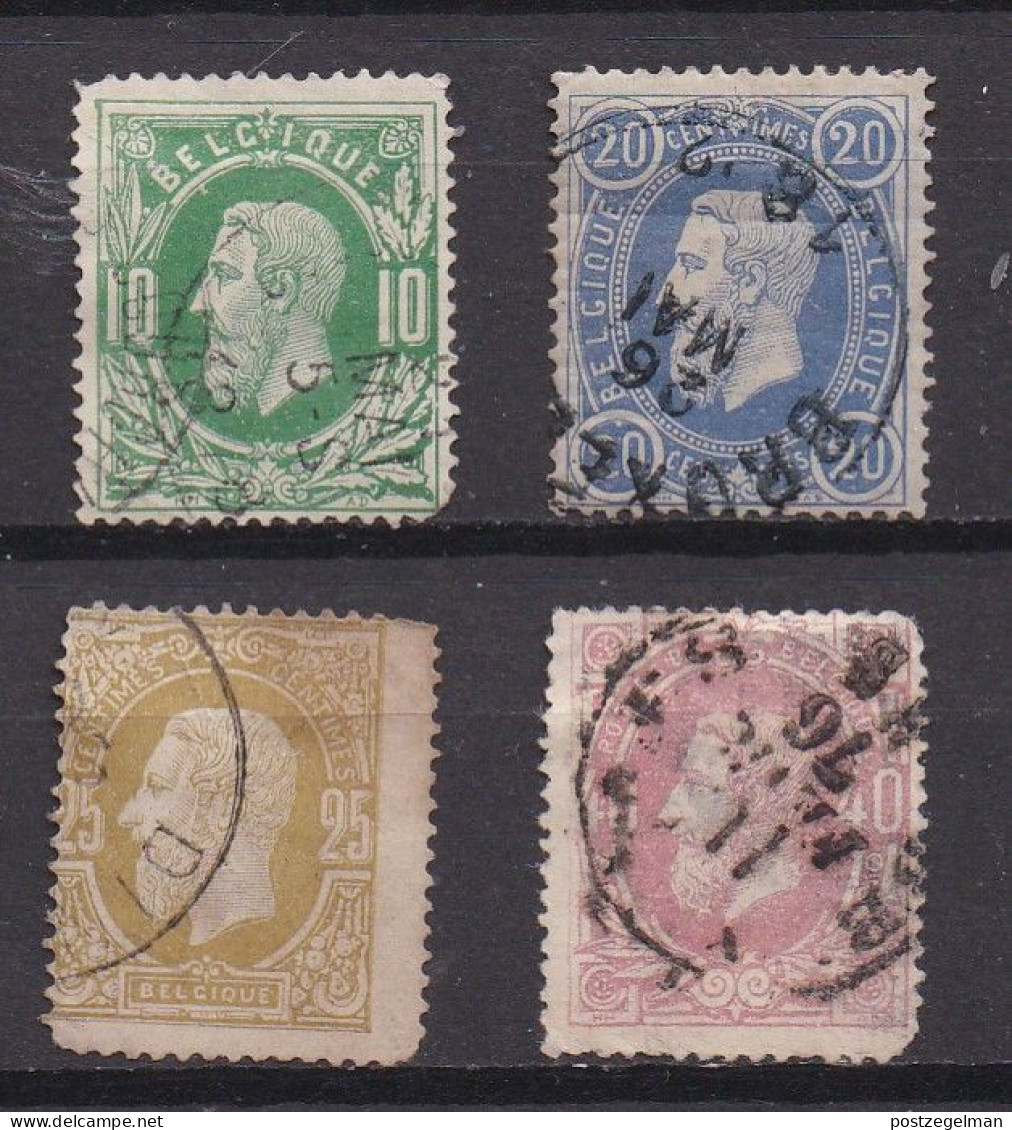 BELGIUM, 1869, Used Stamp(s), Leopold II,  MI 27=34, U10263,  4 Values Only - 1883 Leopoldo II