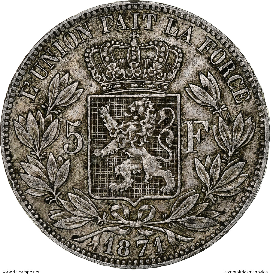 Belgique, Leopold II, 5 Francs, 5 Frank, 1871, Bruxelles, TB+, Argent, KM:24 - 5 Frank