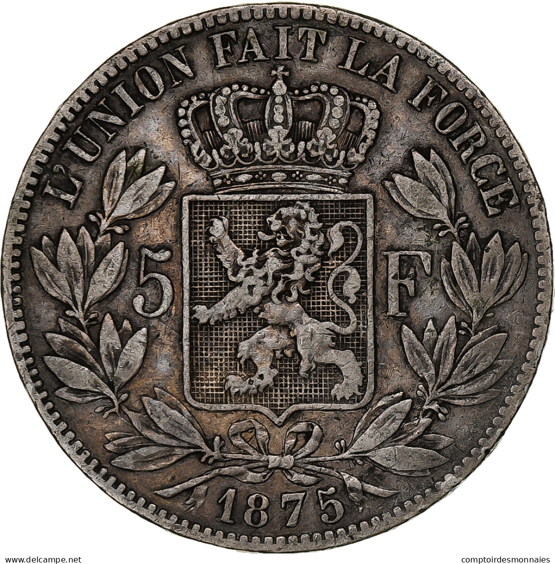 Belgique, Leopold II, 5 Francs, 5 Frank, 1875, TB, Argent, KM:24 - 5 Francs