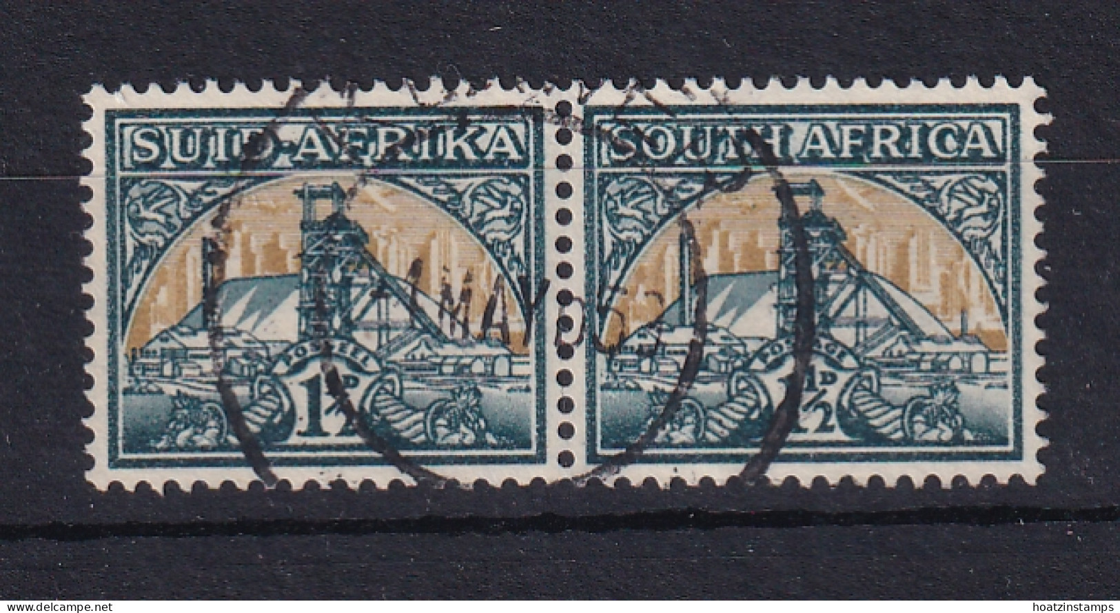 South Africa: 1941/48   Goldmine     SG87    1½d       Used Pair - Oblitérés