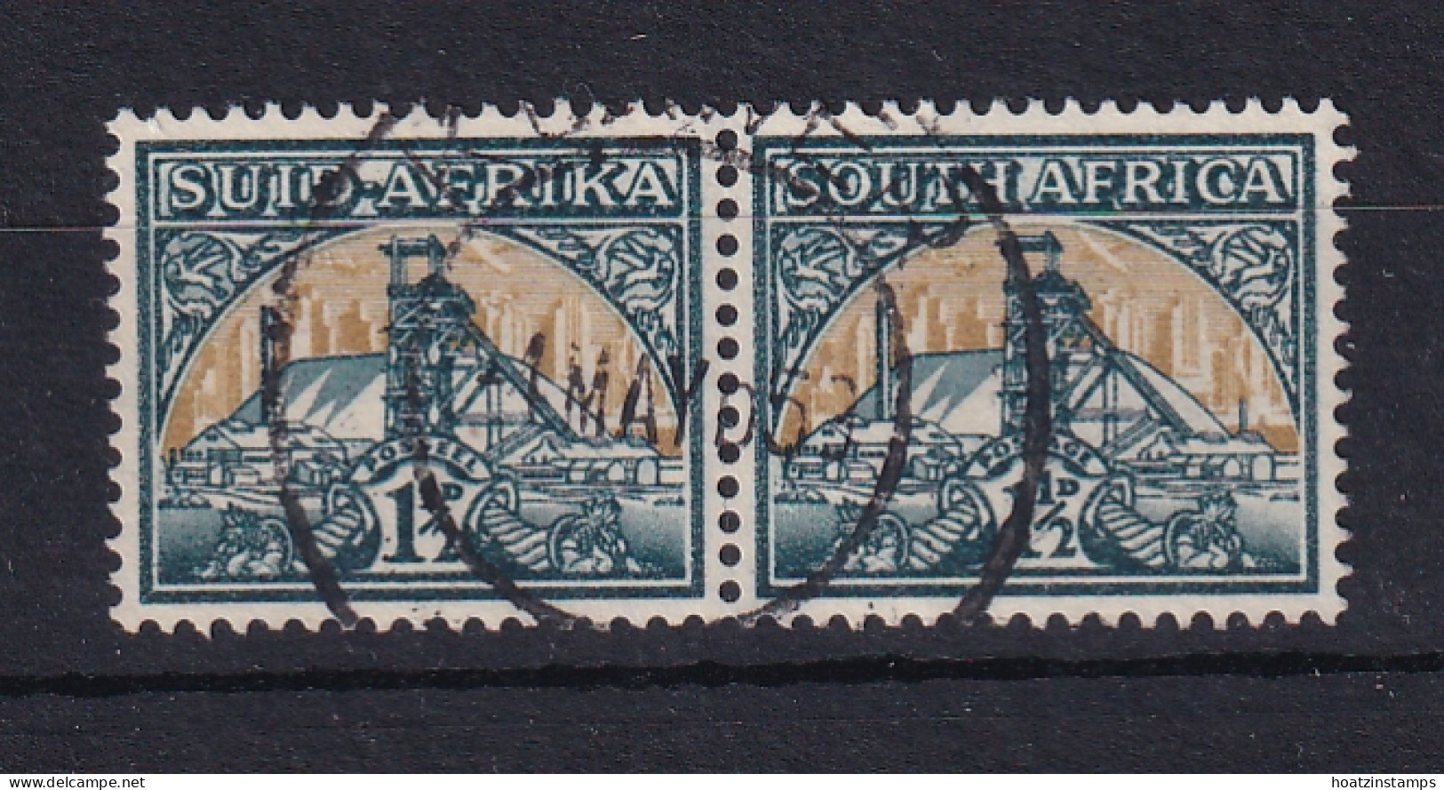 South Africa: 1941/48   Goldmine     SG87    1½d       Used Pair - Used Stamps