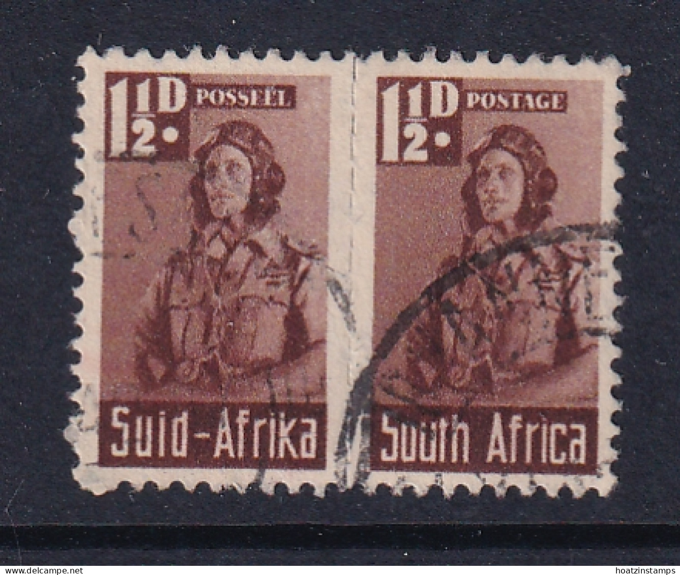 South Africa: 1942/44   War Effort (Small Size)   SG99   1½d    Used Pair - Gebraucht