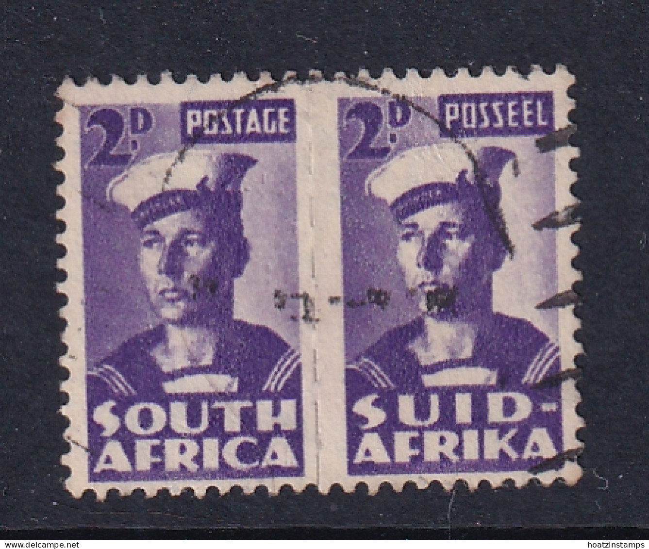 South Africa: 1942/44   War Effort (Small Size)   SG100   2d   Violet  Used Pair - Used Stamps