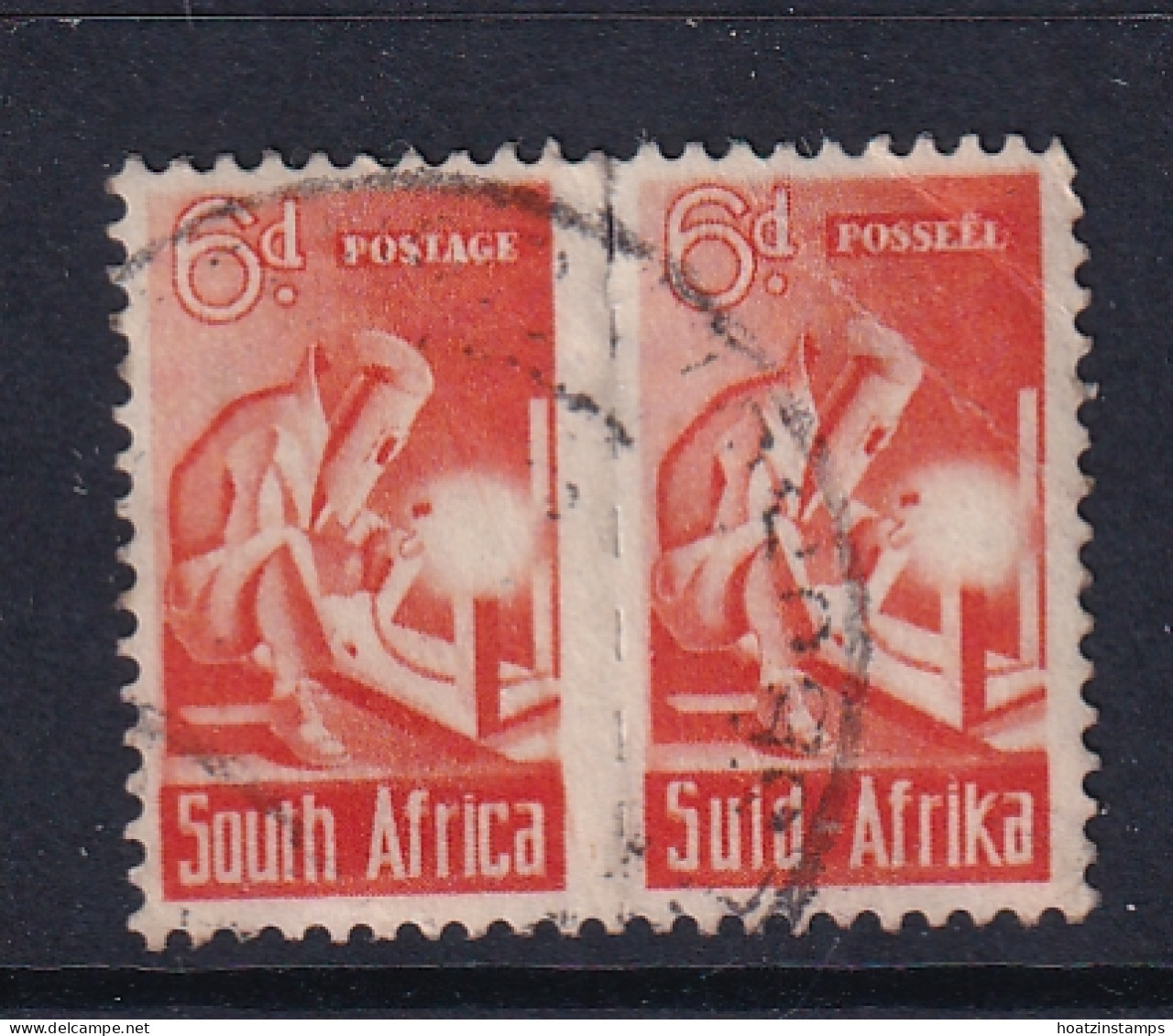 South Africa: 1942/44   War Effort (Small Size)   SG102   6d   Used Pair - Used Stamps