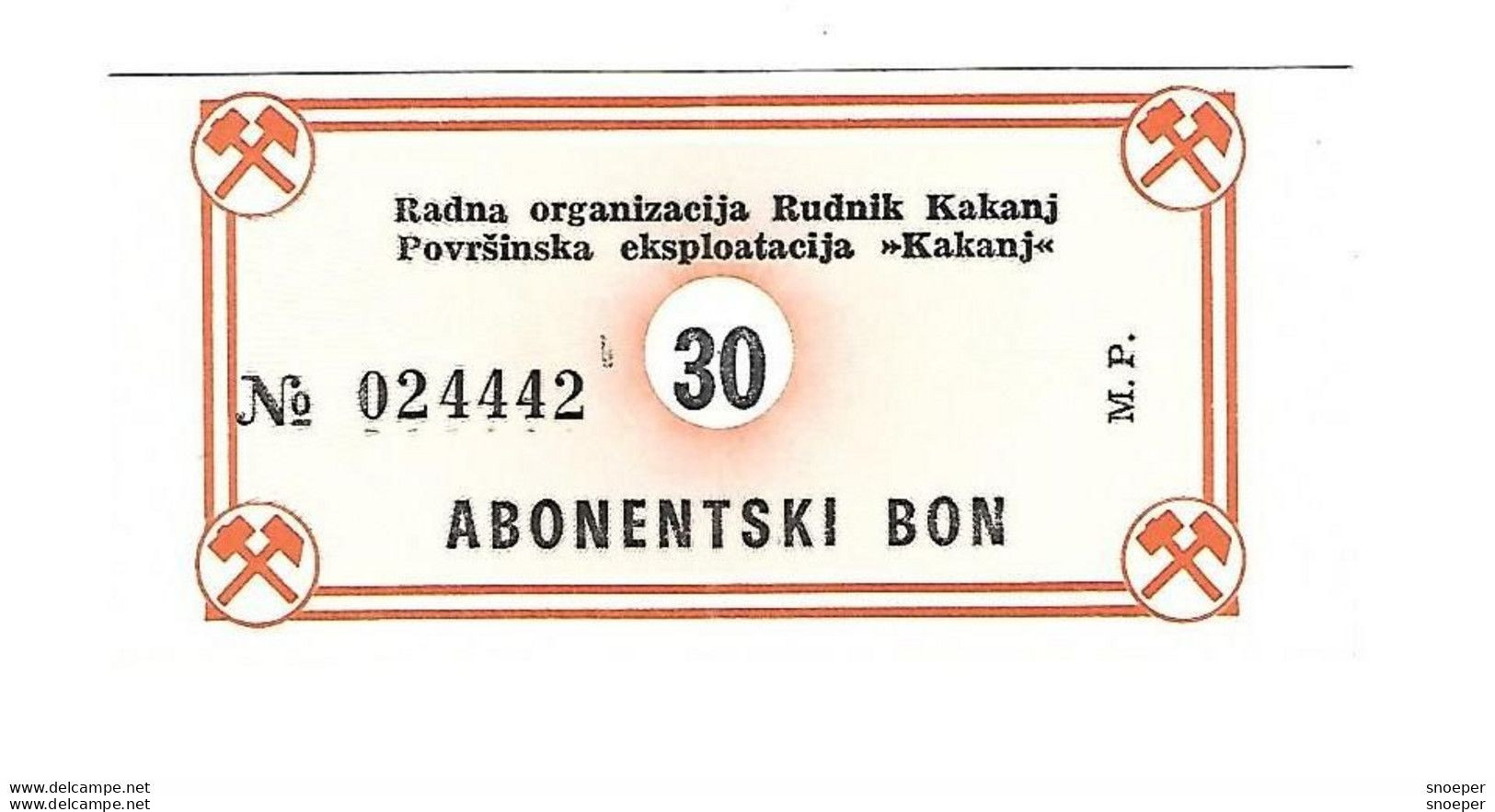 Bosnia- Herzegovina Kakanj Coal Mine Bon 2001 30 Dinara  Ref 76  Unc - Bosnia Erzegovina