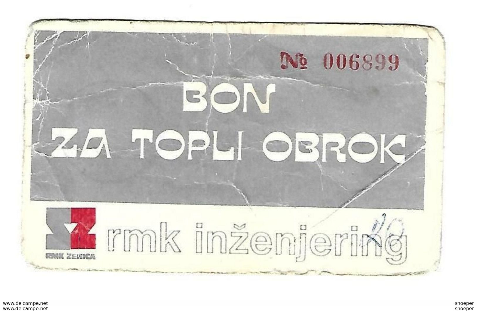 *bosnia Zenica RMK INGENEERING HOT MEAL R81 - Bosnië En Herzegovina