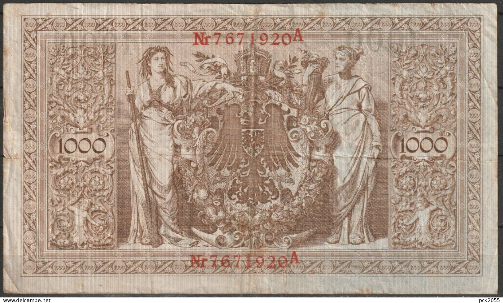 DR. 1000 Mark Reichsbanknote 21.4.1910 Ros.Nr.45b, P 44 ( D 6743 ) - 1000 Mark