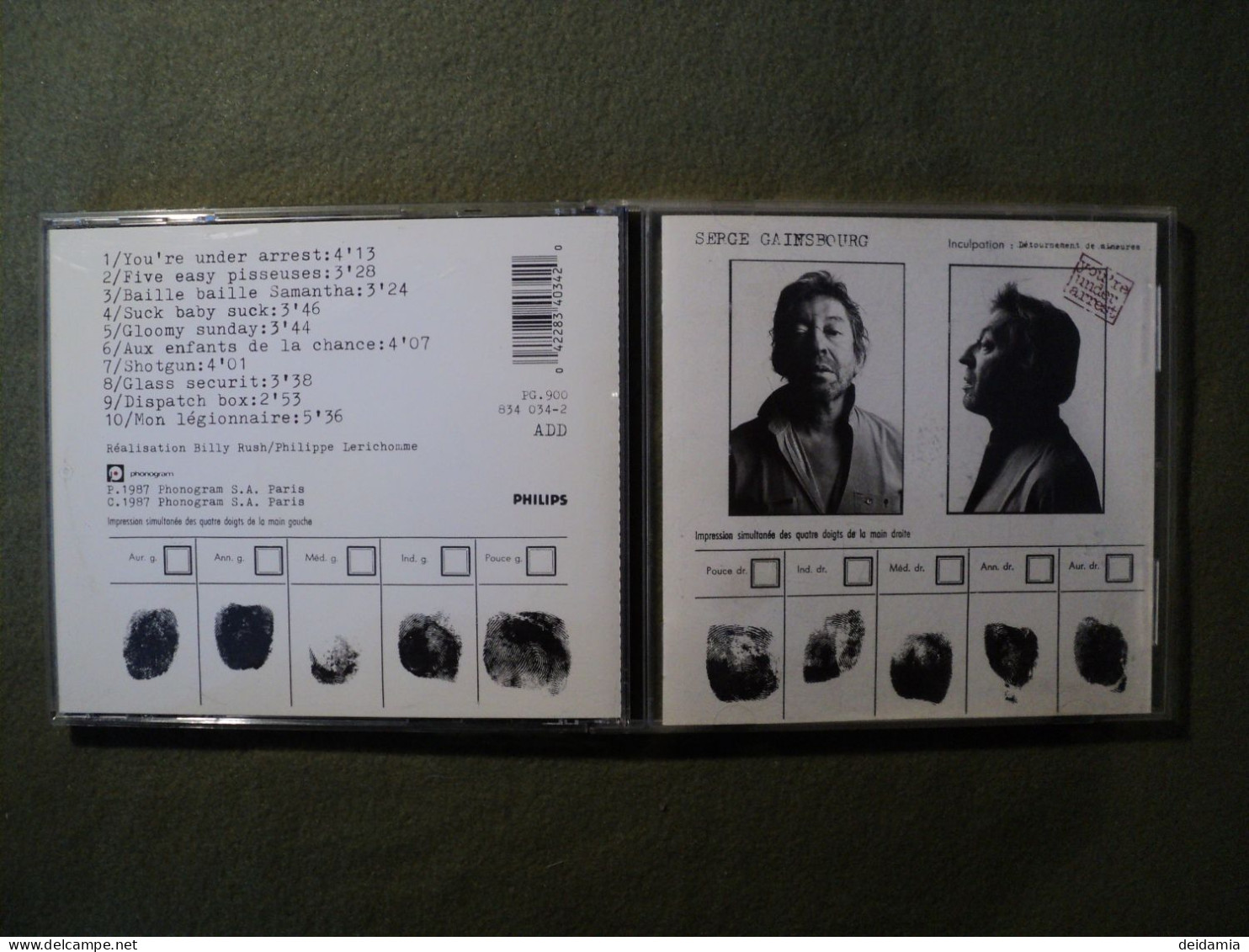 SERGE GAINSBOURG. CD 10 TITRES DE 1987. PHILIPS 834 034 YOU RE UNDER ARREST / FIVE EASY PISSEUSES / BAILLE BAILLE SAMANT - Other - French Music