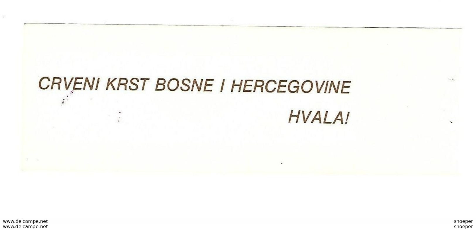 Bosnia- Herzegovina Red Cross Support Voucher ND  Ref87 - Bosnia Erzegovina