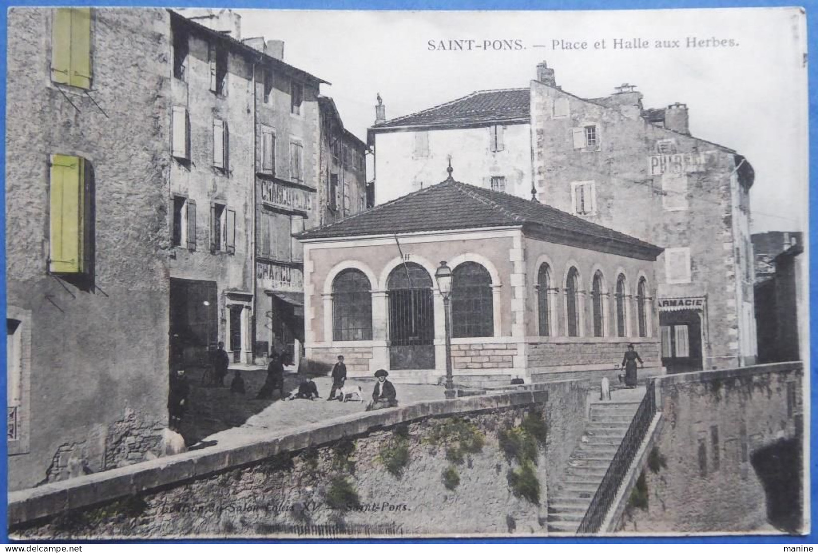 SAINT-PONS. - Place Et Halle Aux Herbes - CPA Colorisée - Saint-Pons-de-Thomières