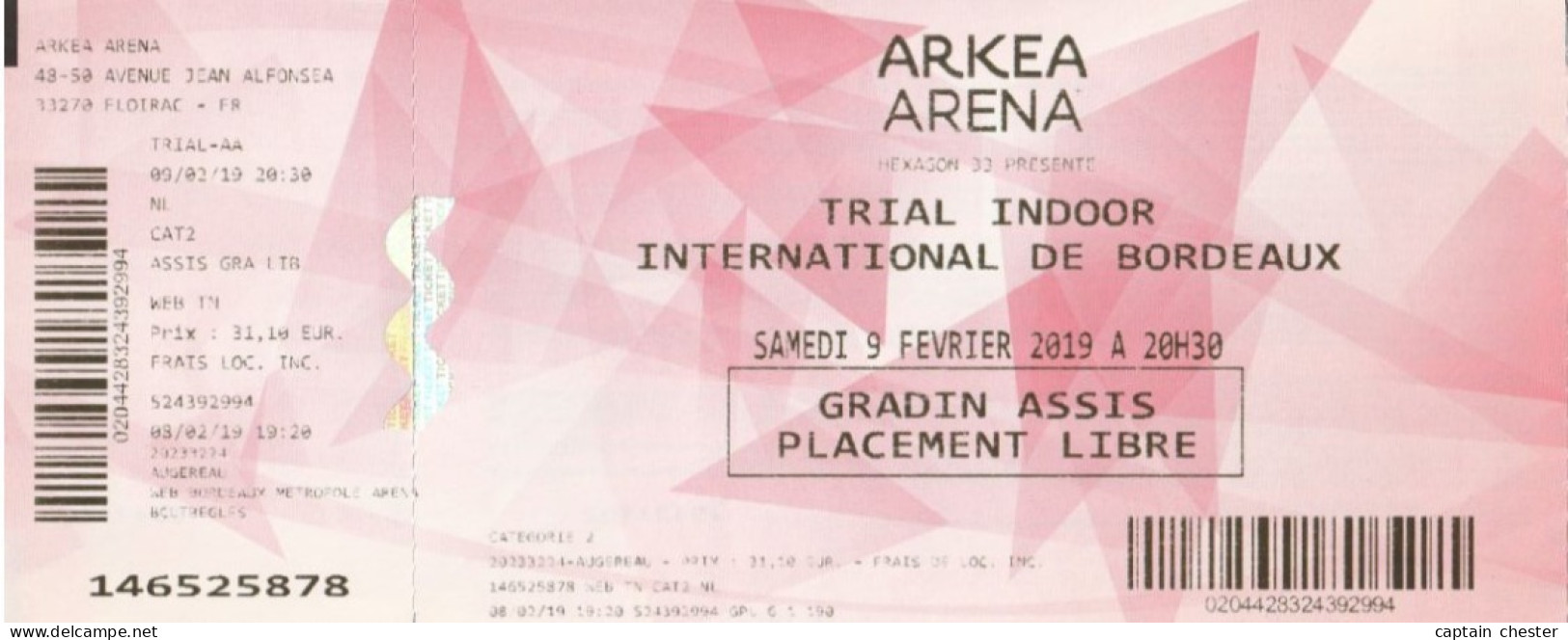 Ticket D'Entrée - MOTO TRIAL INDOOR INTERNATIONAL BORDEAUX 2019 - Tickets D'entrée