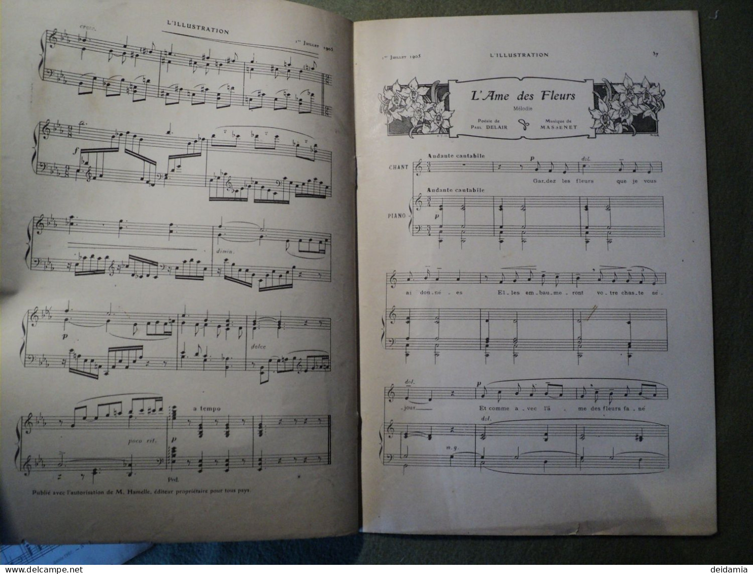 PARTITION PIECE BREVE POUR PIANO DE GABRIEL FAURE. 1905 SUPPLEMENT MUSICAL A L ILLUSTRATION N° 3253 DU 1 JUILLET 1905. - Other & Unclassified