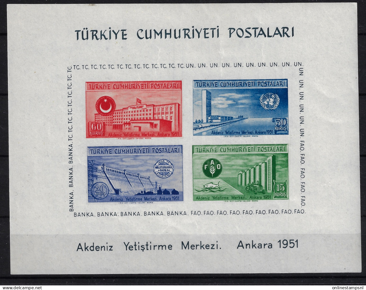 Turkey: Mi Block Nr 4 /1305 - 1308 Neuf **/MNH/Postfrisch 1951 - Blocs-feuillets