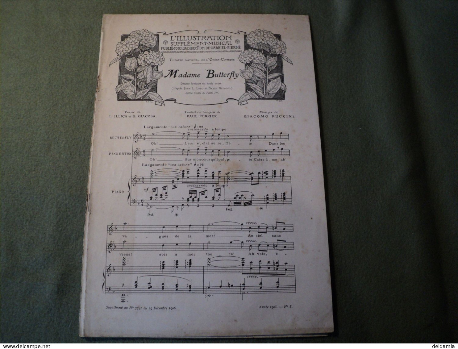 PARTITION MADAME BUTTERFLY. 1906. GIACOMO PUCCINI SUPPLEMENT MUSICAL DE L ILLUSTRATION N° 3331 DU 29 DECEMBRE 1906 - Autres & Non Classés