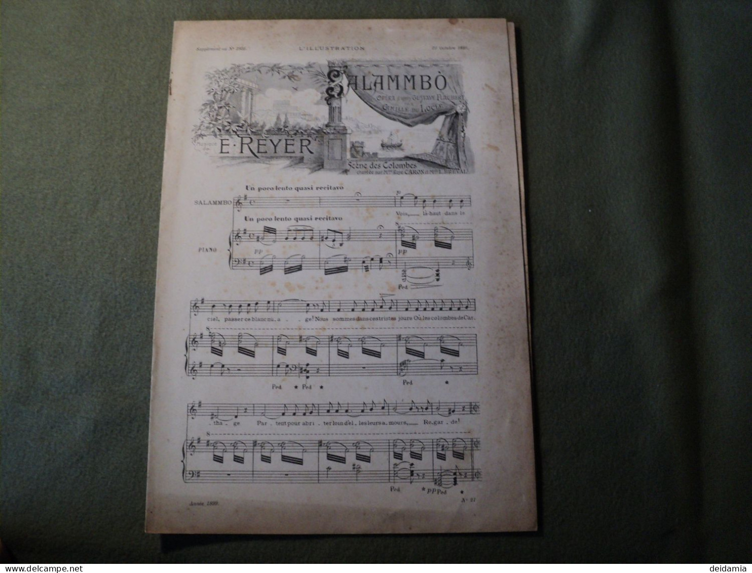 PARTITION SALAMMB0. 1899. CAMILLE DU LOCLE / GUSTAVE FLAUBERT ROSE CARON / L. BREVAL. 1ER PLAT ILLUSTRE PAR DUCOURTIOUX. - Autres & Non Classés