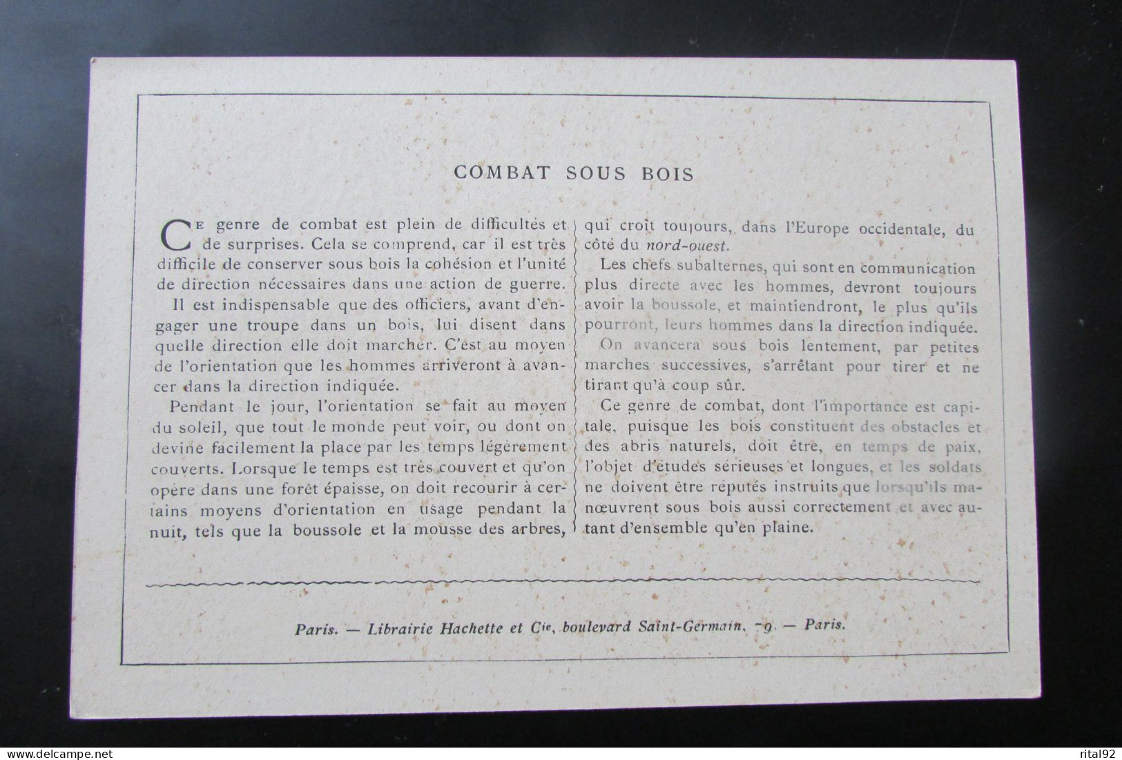 Chromo "Librairie HACHETTE Et Cie - PARIS" - Série "Soldats Français En Campagne" - Altri & Non Classificati