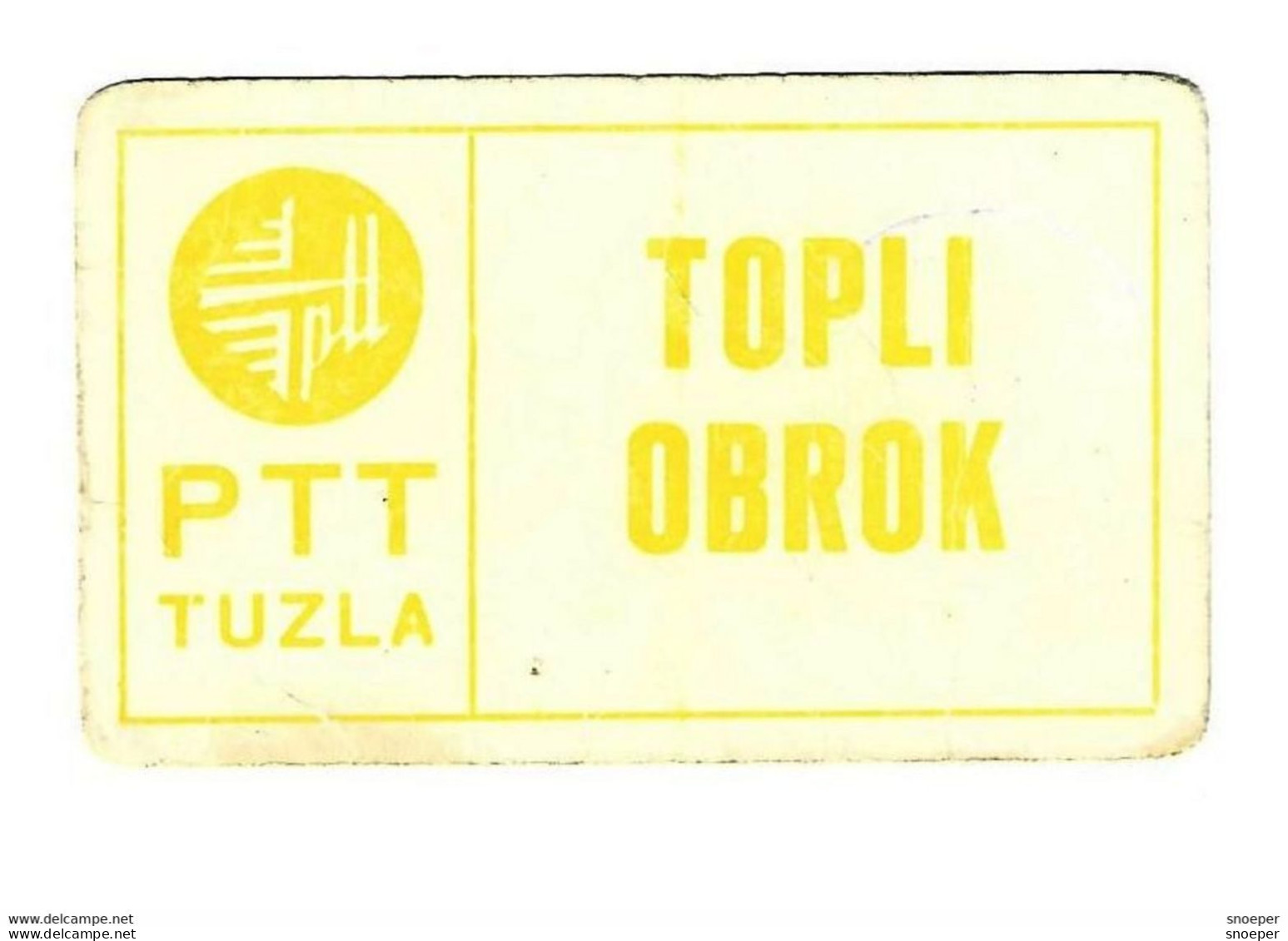 Bosnia- Herzegovina  Tuzla Ptt Voucher Hot Meal  Ref 135 - Bosnia And Herzegovina