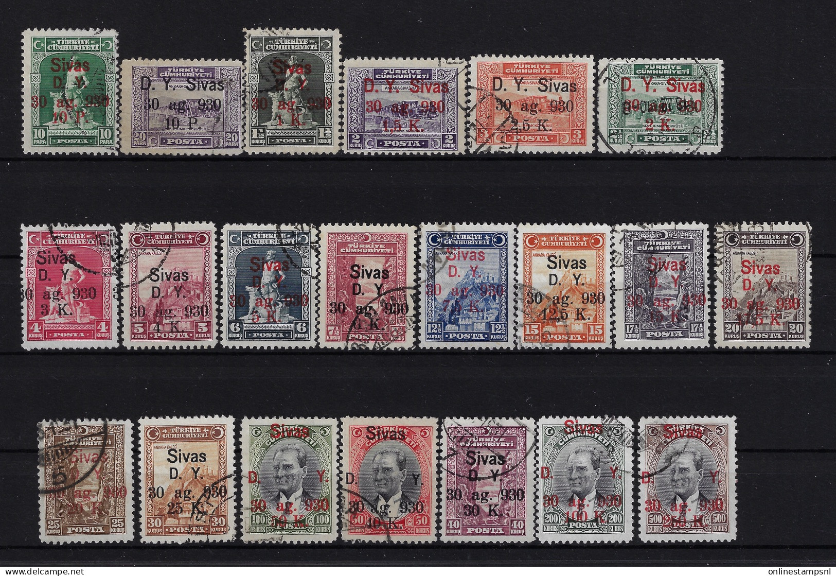 Turkey: Mi 913 - 934   Isf  1233 - 1254 Sivas 1930 Oblitéré/cancelled/used - Used Stamps