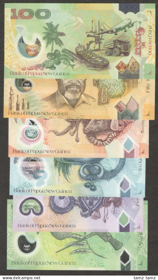 Full Set 6 Pcs Papua New Guinea 2 5 10 20 50 100 Kina Polymer 2012 - 2016 GEMUNC - Papua Nueva Guinea