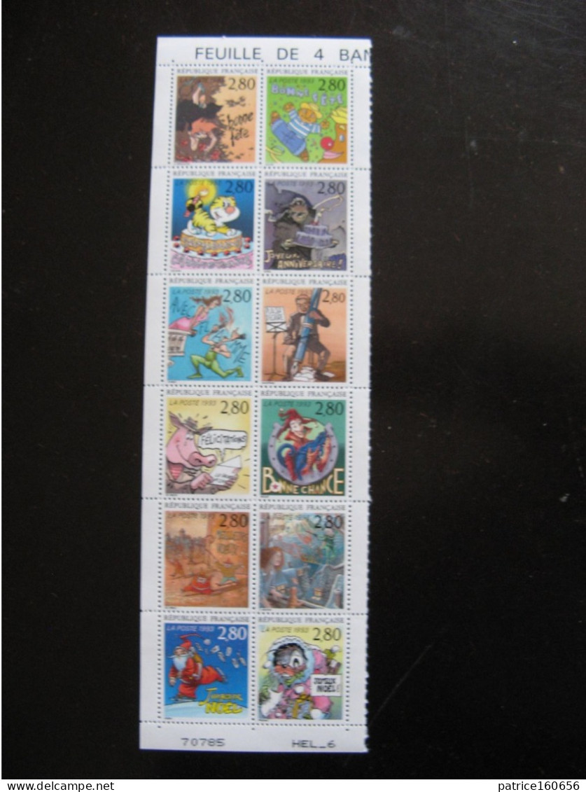 TB Bande N° 2836/47 " Le Plaisir D'écrire" De Feuille, Avec Point Entre Le 1 Et Le 9 De 1993 (2847a), Neuf XX. - Unused Stamps