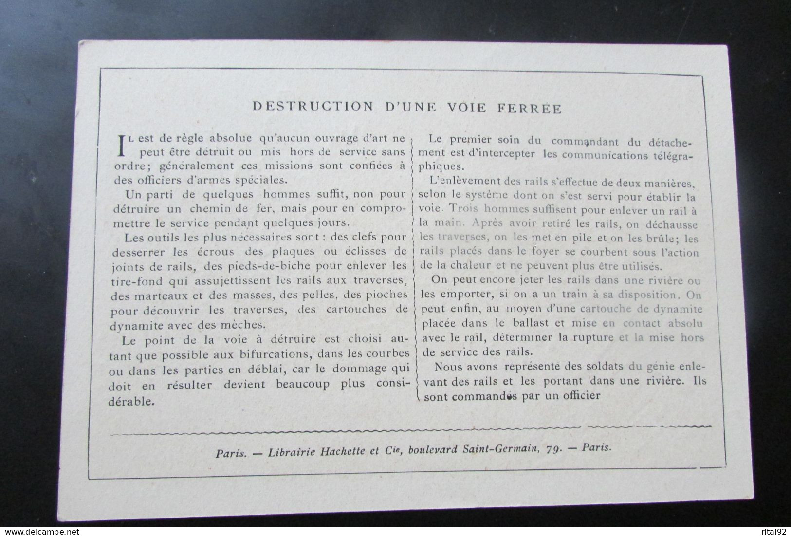 Chromo "Librairie HACHETTE Et Cie - PARIS" - Série "Soldats Français En Campagne" - Otros & Sin Clasificación