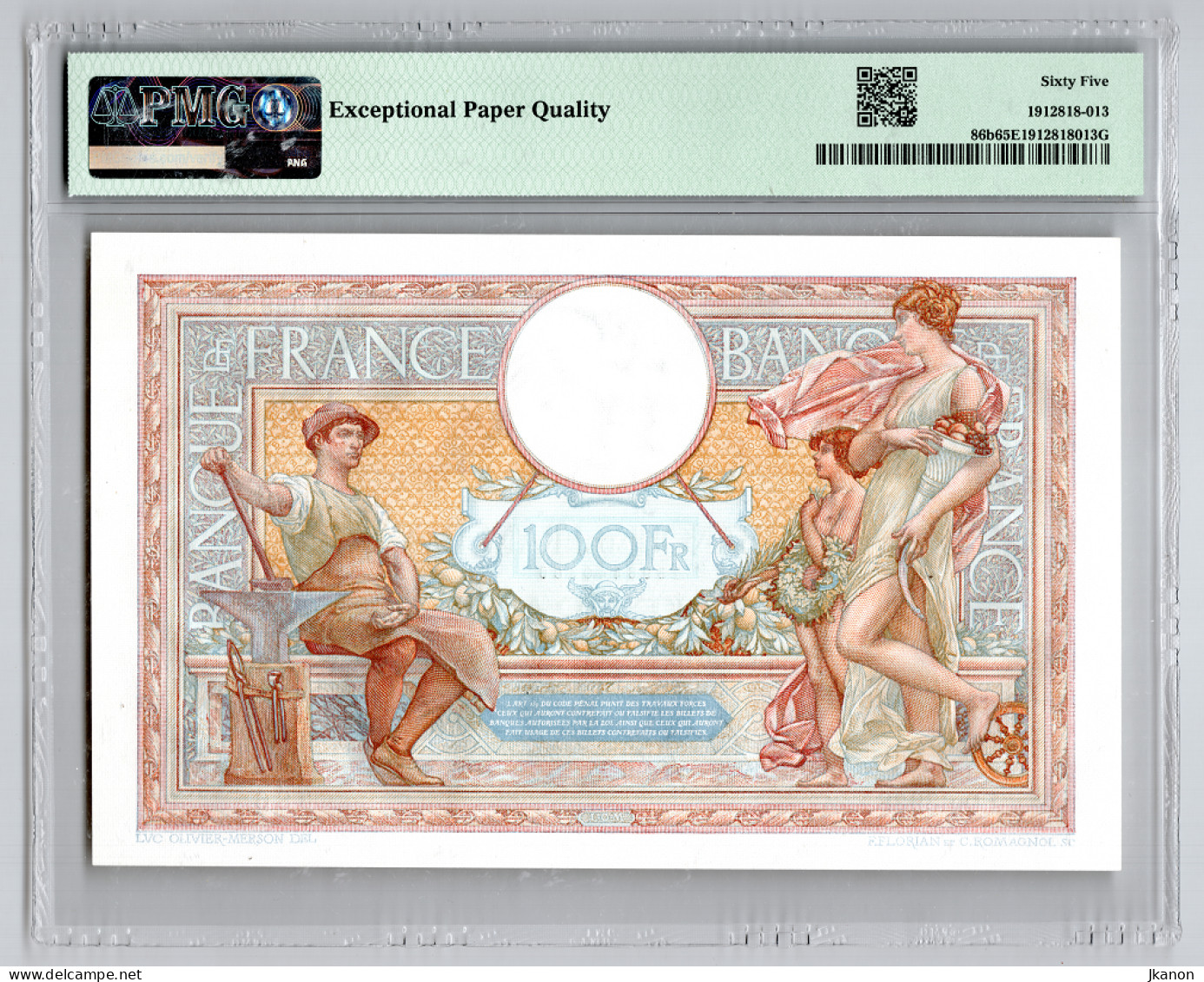 France 2.2.1939 P-86b PMG Gem UNC 65 EPQ 100 Francs - 100 F 1908-1939 ''Luc Olivier Merson''