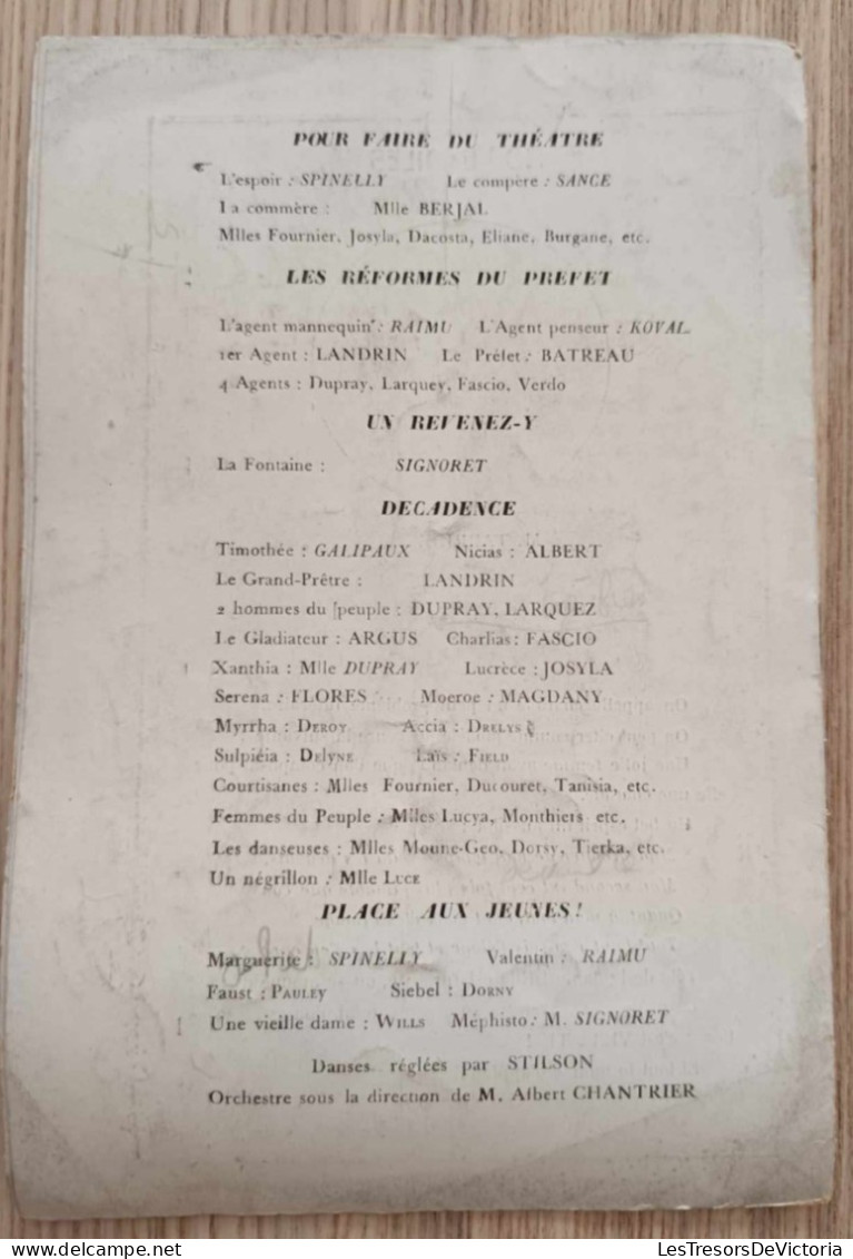 Programme Théâtre - Variété Programme Quotidien Des Théâtres Et Concerts - M Signoret - Programs