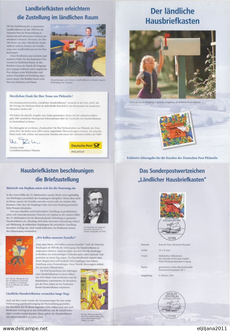 Germany 2003 ⁕ Der Ländliche Hausbriefkasten Mi.2368 ⁕ FDC Folder - Erstausgabe / Ersttagsstempel - 2001-2010