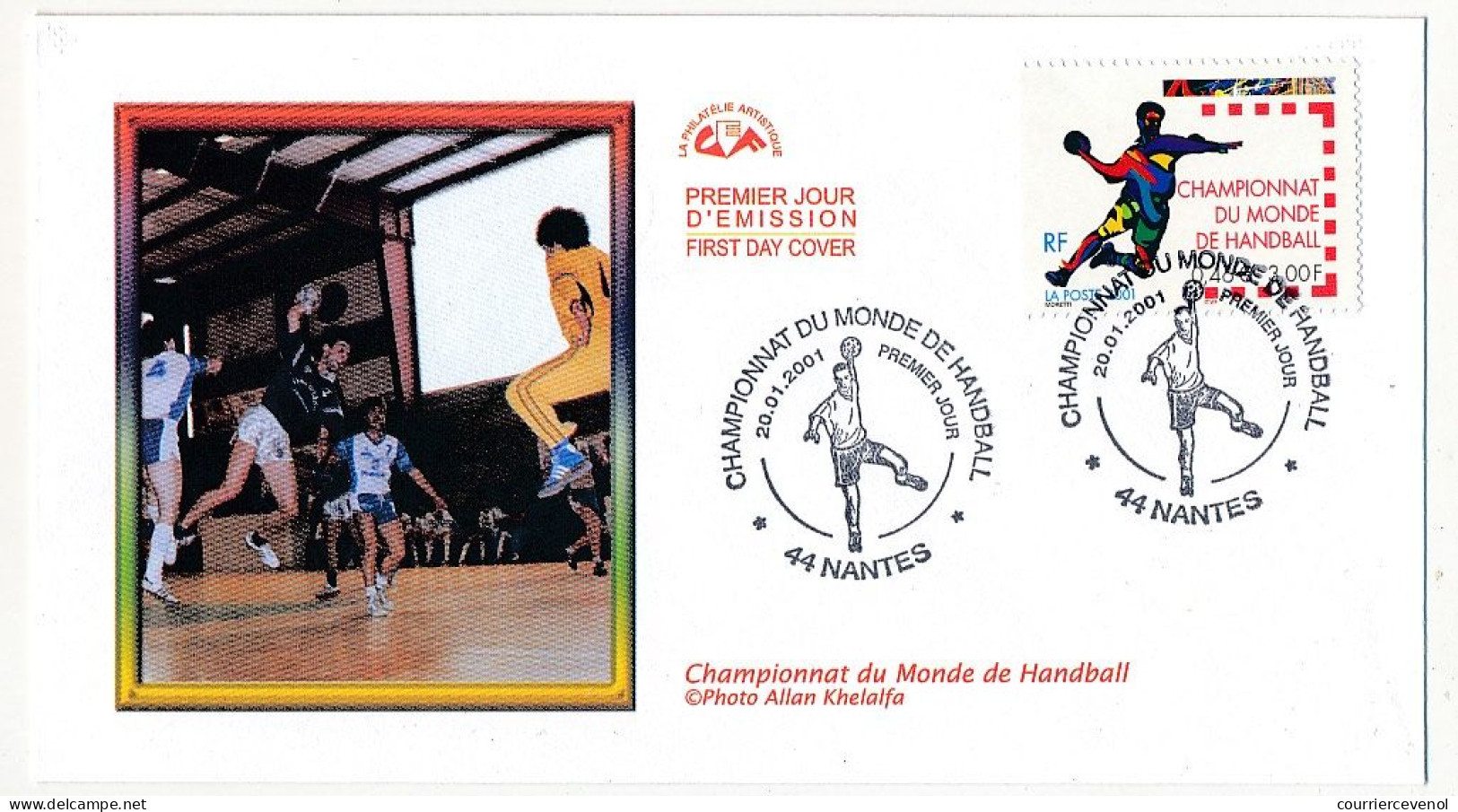 FRANCE - Env. FDC 3,00F/0,46e 17e Championnat Du Monde De Handball - 44 Nantes - 20/01/2001 - 2000-2009