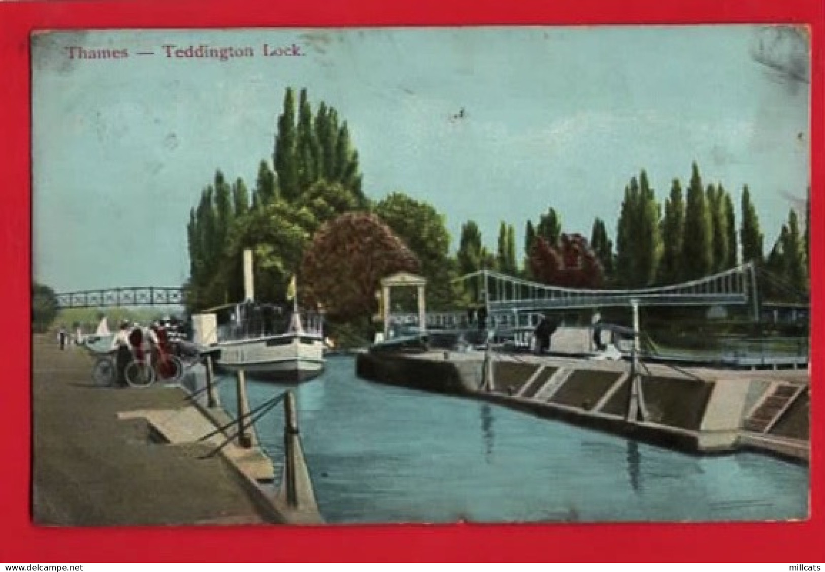 MIDDLESEX     TEDDINGTON       PADDLE STEAMER AT LOCK   Pu  UXBRIDGE 1905 - Middlesex