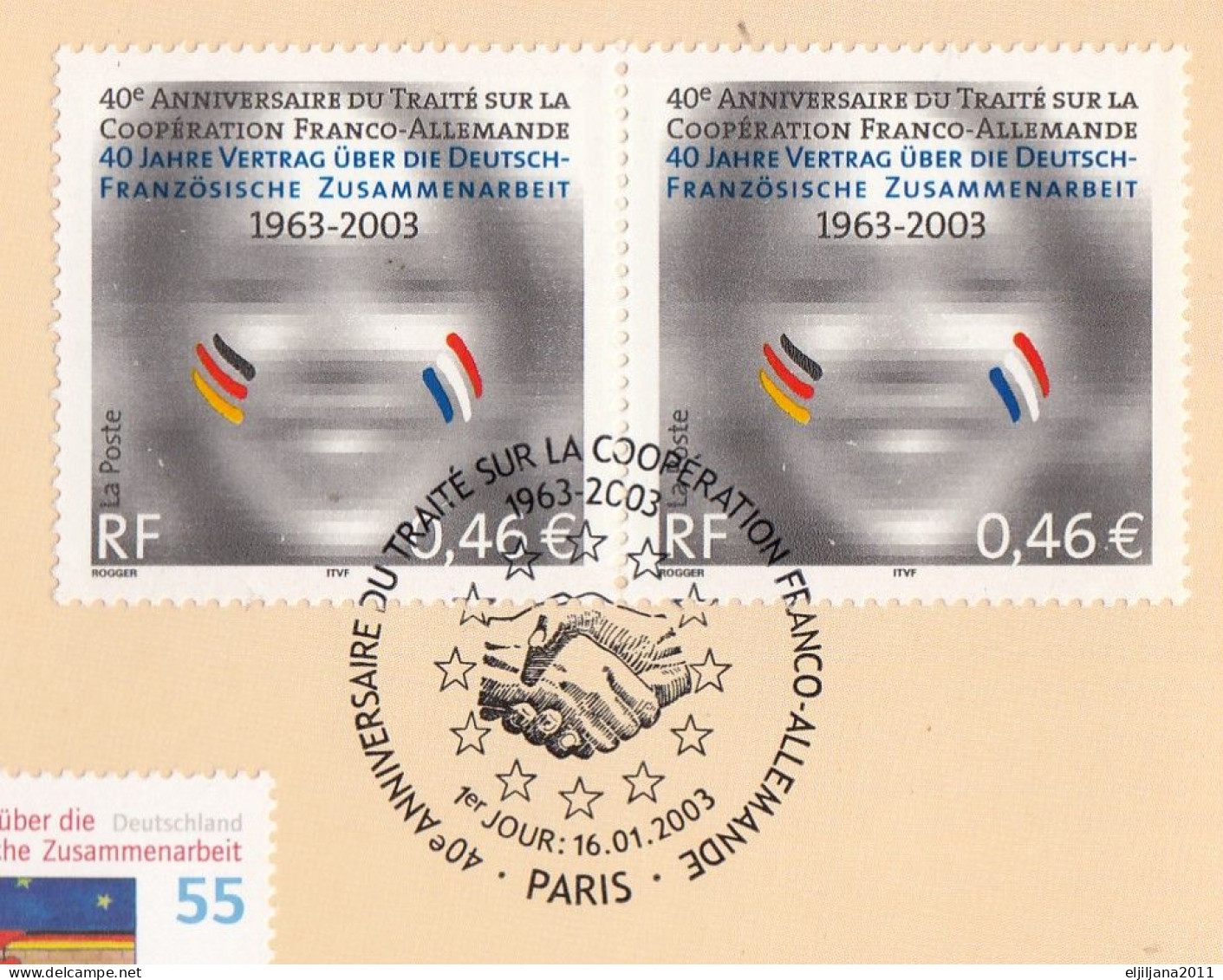 Germany - France 2003 ⁕ Deutschland Mi.2311 & Frankreich Mi.3681 ⁕ FDC Folder Booklet - Erstausgabe / Ersttagsstempel - 2001-2010