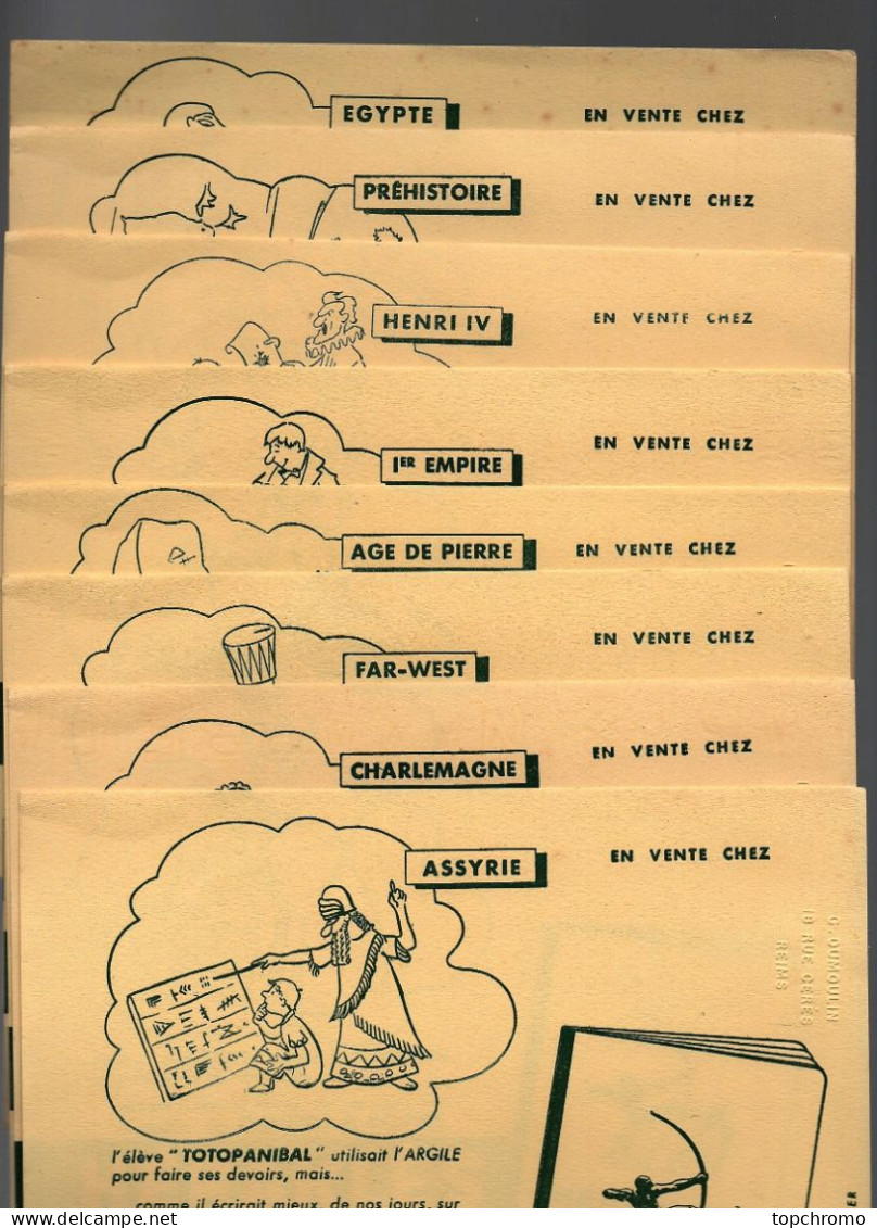 Buvard Cahiers Héraklès Assyrie Charlemagne Far-West Age De Pierre 1er Empire Henri IV Préhistoire Egypte (8 Buvards) - Stationeries (flat Articles)