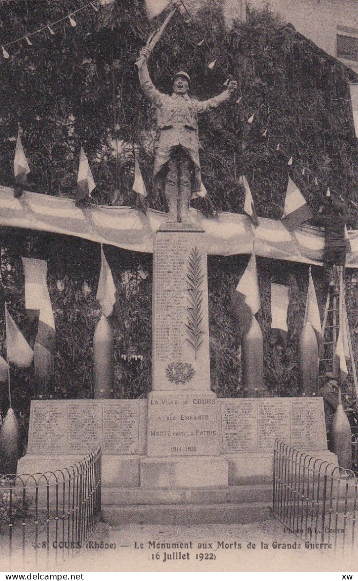 COURS-LA-VILLE -69- Le Monument Aux Morts De La Grande Guerre (16 Juillet1922) - A 17473/74 - Cours-la-Ville