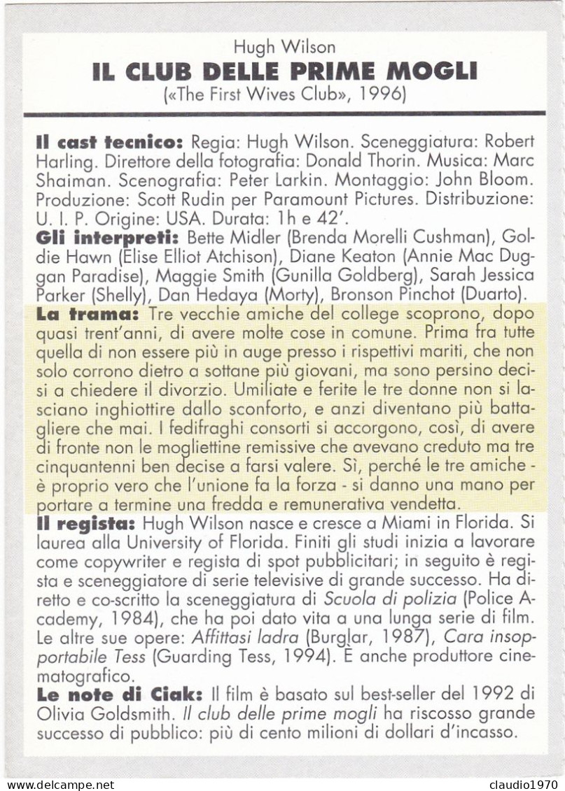 CINEMA - IL CLUB DELLE PRIME MOGLI- 1996 - PICCOLA LOCANDINA CM. 14X10 - Werbetrailer