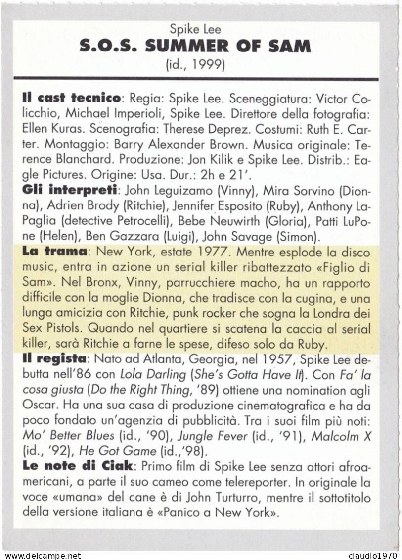 CINEMA - S.O.S. SUMMER OF SAM - 1999 - PICCOLA LOCANDINA CM. 14X10 - Publicité Cinématographique