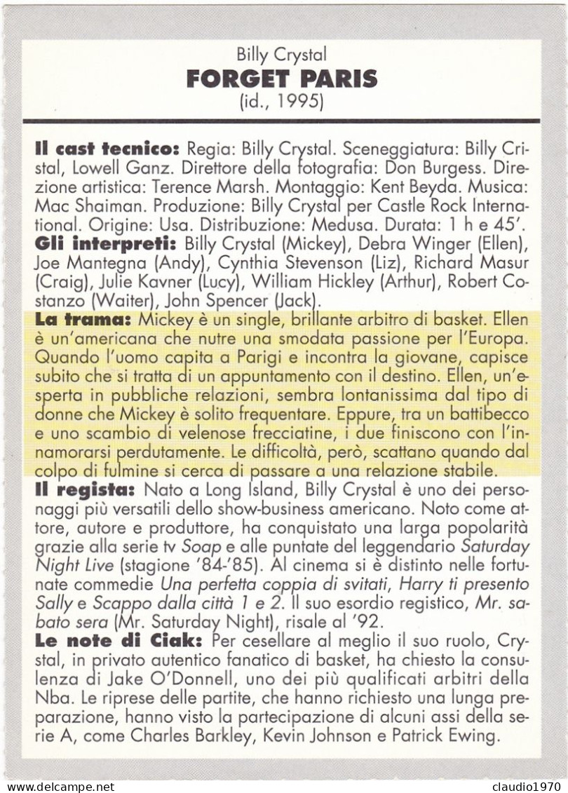 CINEMA - FORGENT PARIS - 1995 - PICCOLA LOCANDINA CM. 14X10 - Cinema Advertisement