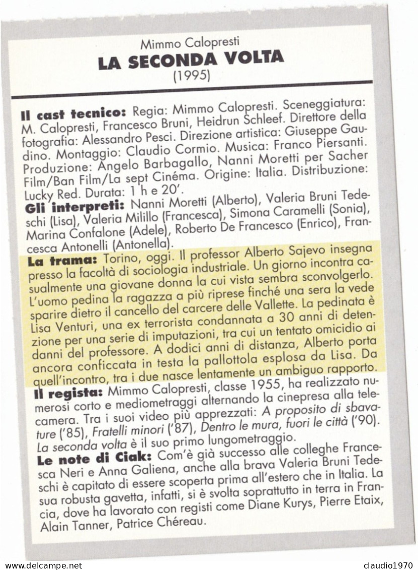 CINEMA - LA SECONDA VOLTA - 1995 - PICCOLA LOCANDINA CM. 14X10 - Cinema Advertisement