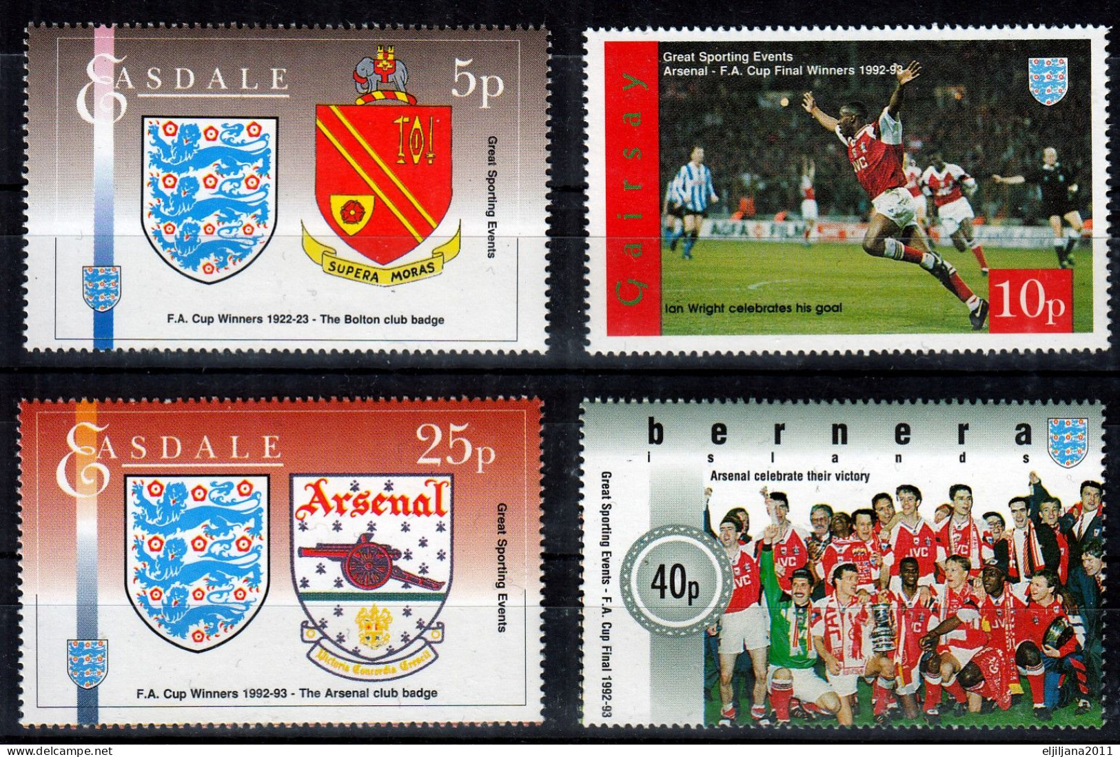 ⁕ GB 1995 UK ⁕ Football Stamp DAVAAR, GAIRSAY, EASDALE, BERNERA ⁕ Locals / Cinderella - See Scan - Emissions Locales