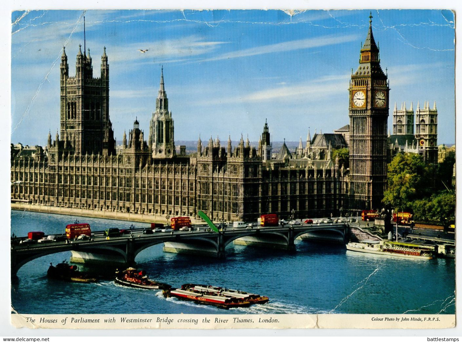 Great Britain 1961 Postcard London - Houses Of Parliament & Westminster Bridge Over Thames, QEII Stamps - Houses Of Parliament