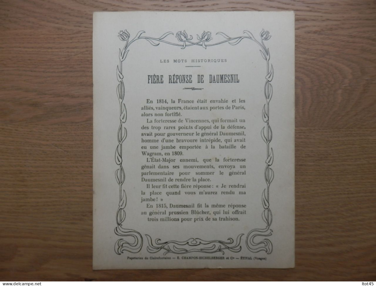 PROTEGE-CAHIER LES NOMS DE NOS FILS ALPHONSE DE LAMARTINE - Protège-cahiers