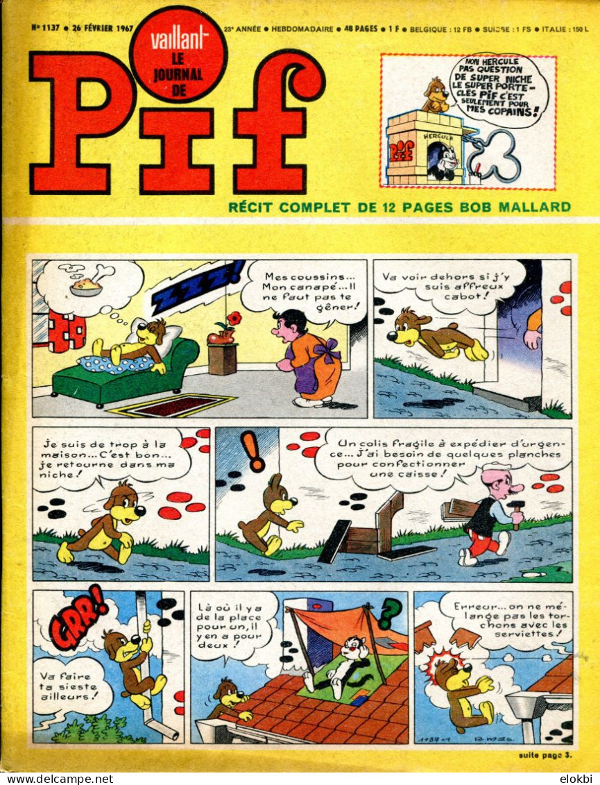 Vaillant Le Journal De Pif N°1137 - Bob Mallard Et Pu. "Rapt Au Labrador" - Dossier "le Fabuleux Trésor De Toutankhamon" - Vaillant