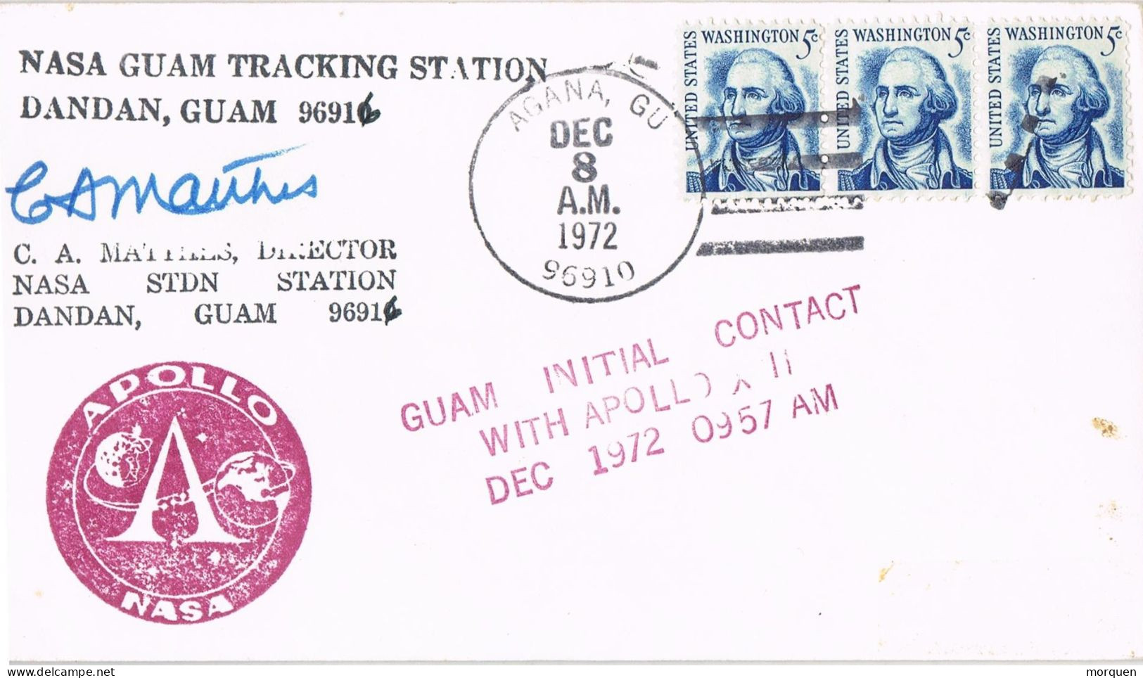 53741. Carta AGANA (Guam)  USA 1972. Space, NASA Station Dandan, Guam, APOLLO 17 - Covers & Documents