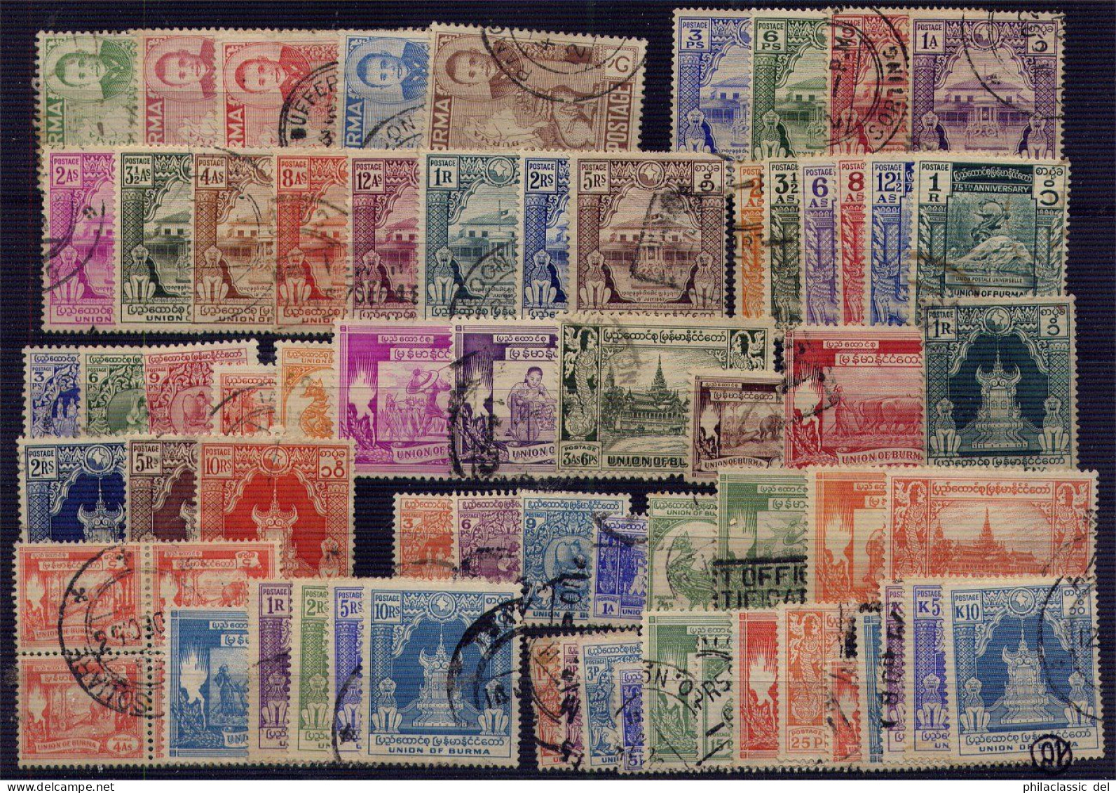 BURMA 1938 - 1954, Very Nice Nearly Complete Collection Fine Cancelled Cat Val 1150 Pounds - Birmanie (...-1947)