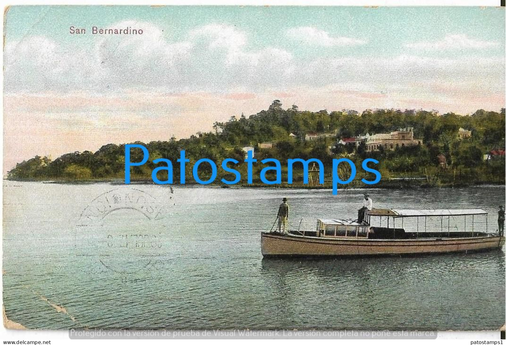 222972 PARAGUAY SAN BERNARDINO VISTA PARCIAL & BOAT BREAK CIRCULATED TO ARGENTINA POSTAL POSTCARD - Paraguay