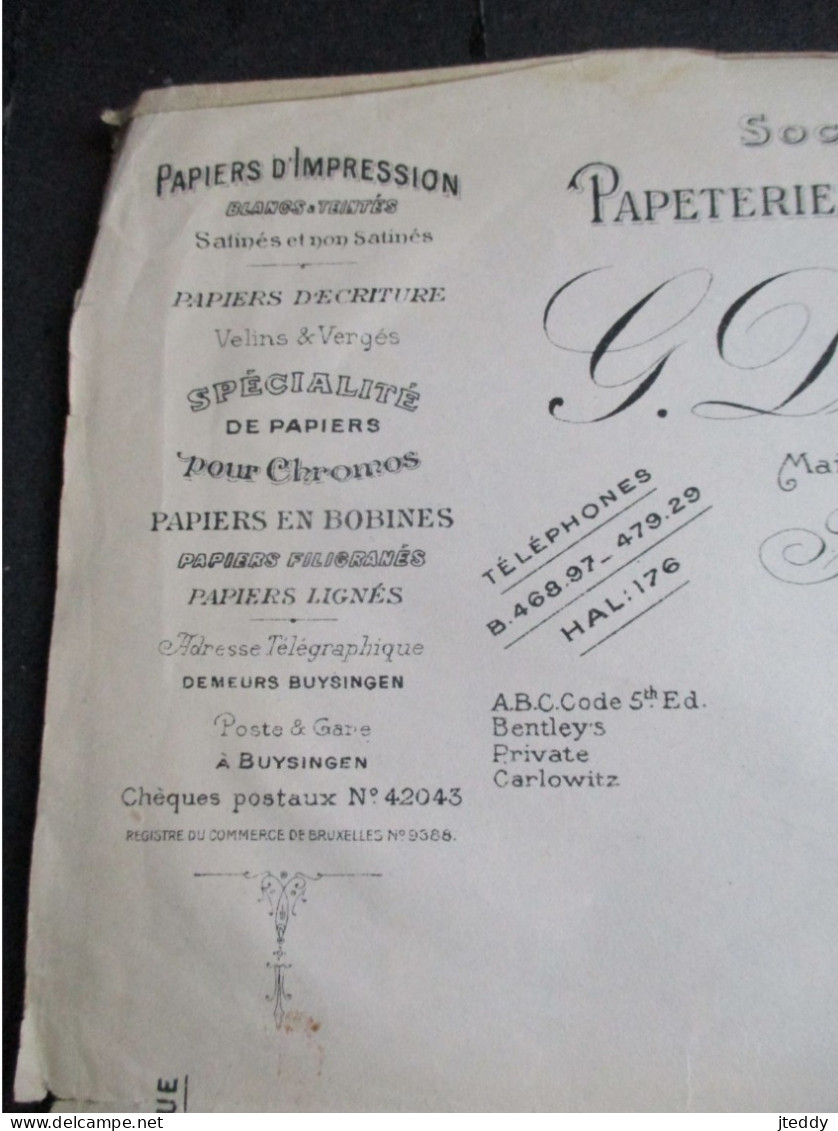 2 stuks Facturen 1 onbeschreven (Begin 1900 )  G . DEMEURS &  FILS   Papeteries  De  HUYSSINGHEN