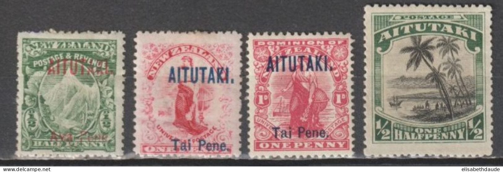 AITUTAKI - 1902/1920 - YVERT N°1/2+9+23 * MH (CHARNIERES FORTES SUR 3 VALEURS) - COTE YVERT 2020 = 20.5 EUR. - Aitutaki