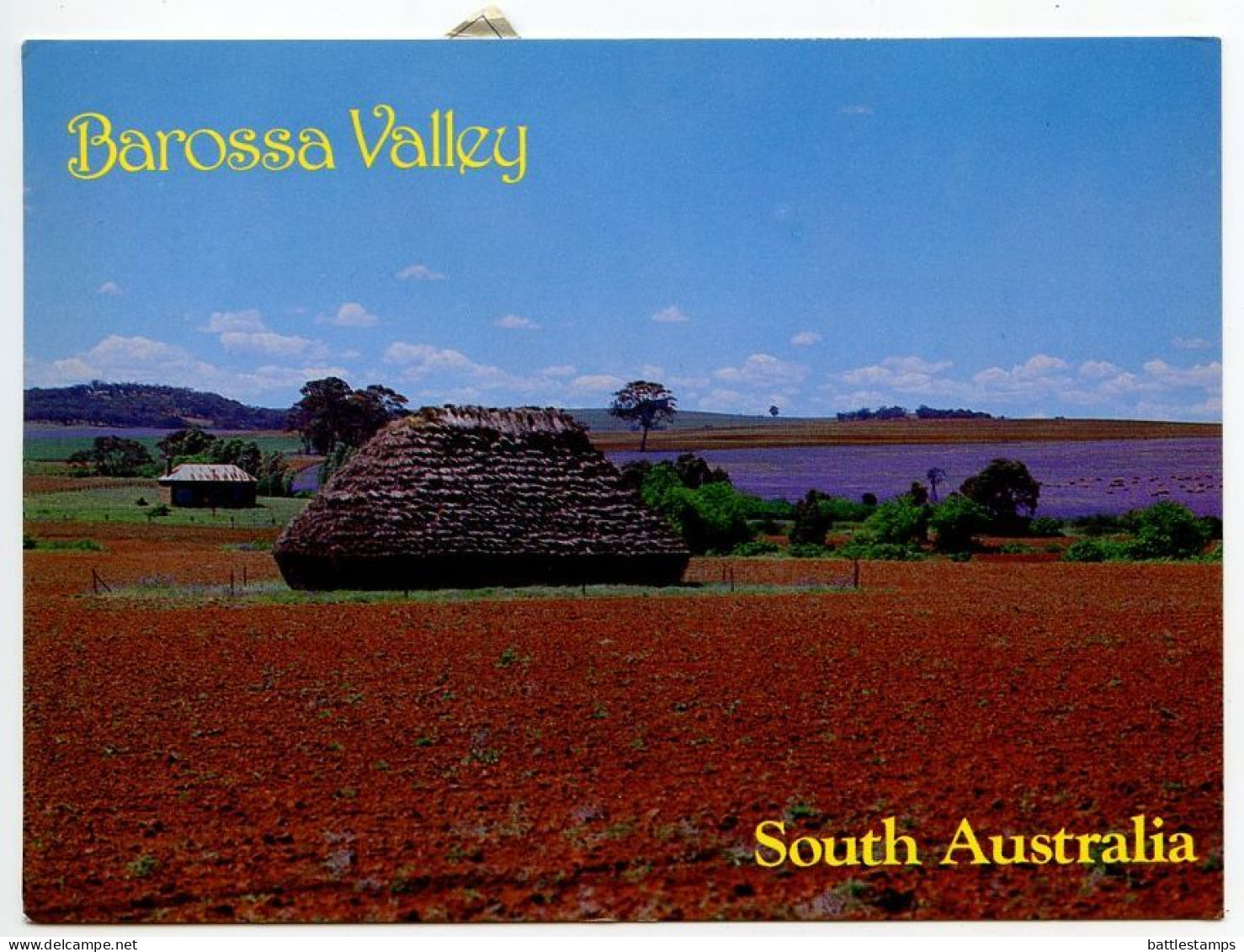 Australia 1990 Postcard Barossa Valley - Haystack; 80c. Brush-tailed Rock-wallaby Stamp; Saddleworth Postmark - Barossa Valley