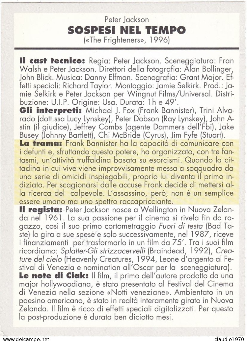 CINEMA - SOSPESI NEL TEMPO - 1996 - PICCOLA LOCANDINA CM. 14X10 - Publicité Cinématographique